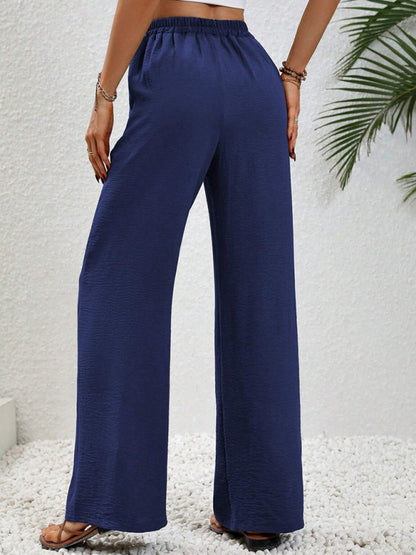 Comfortable casual wide leg pants with elastic waist