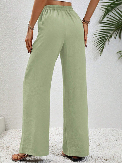 Comfortable casual wide leg pants with elastic waist