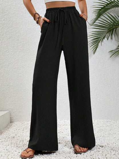 Comfortable casual wide leg pants with elastic waist