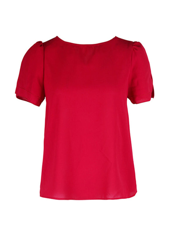 New Fashion Women's Round Neck Short Sleeve Shirt