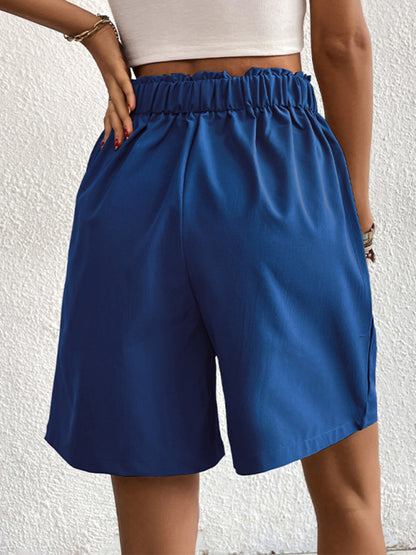 Women's high-waisted loose 2-button shorts