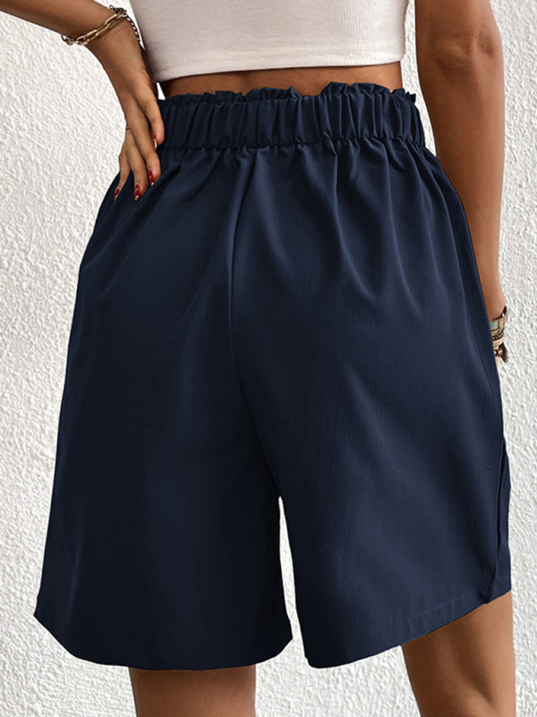 Women's high-waisted loose 2-button shorts