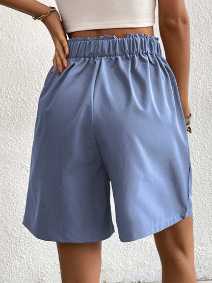 Women's high-waisted loose 2-button shorts