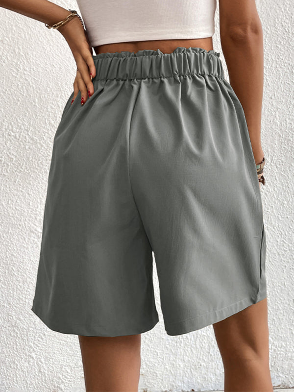 Women's high-waisted loose 2-button shorts