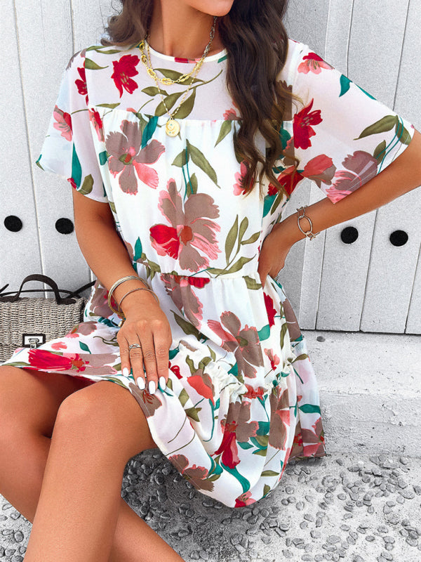 Women's new casual holiday printed short-sleeved dress