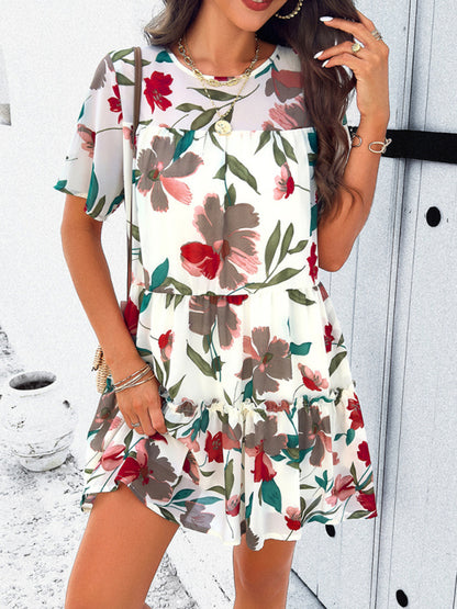 Women's new casual holiday printed short-sleeved dress