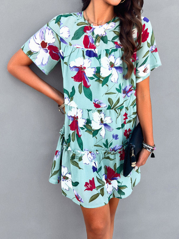 Women's new casual holiday printed short-sleeved dress