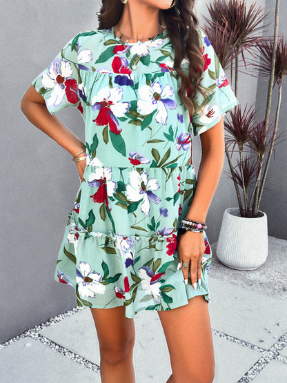 Women's new casual holiday printed short-sleeved dress