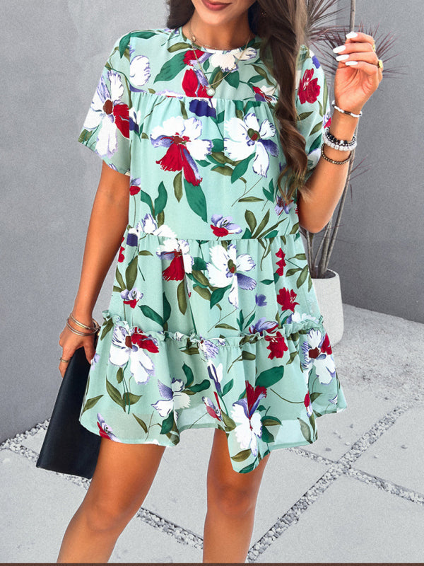 Women's new casual holiday printed short-sleeved dress