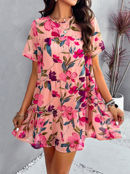 Women's new casual holiday printed short-sleeved dress