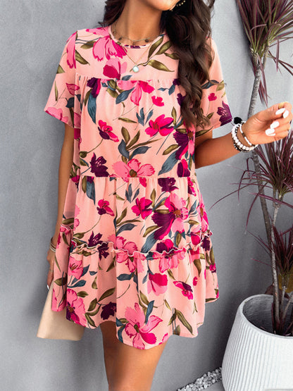 Women's new casual holiday printed short-sleeved dress