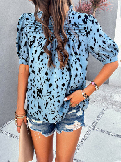 Women's new style casual printed short-sleeved pullover top