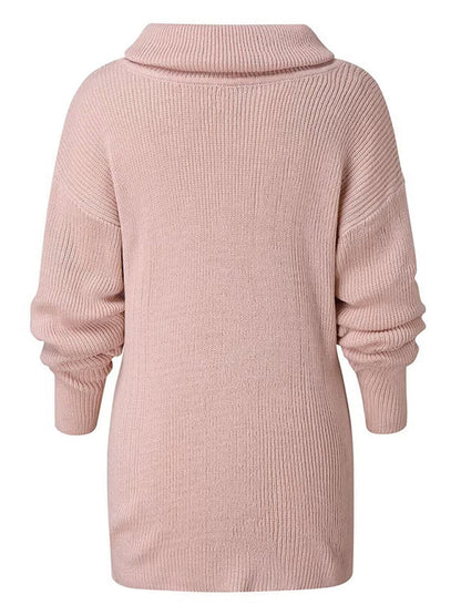 Women's casual loose solid color turtleneck sweater