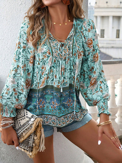 Women's Bohemian Casual Floral Print blouse