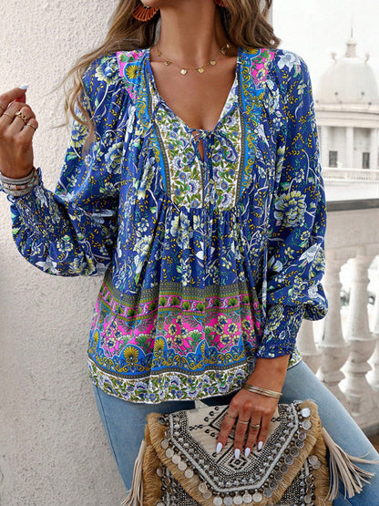 Women's Bohemian Casual Floral Print blouse