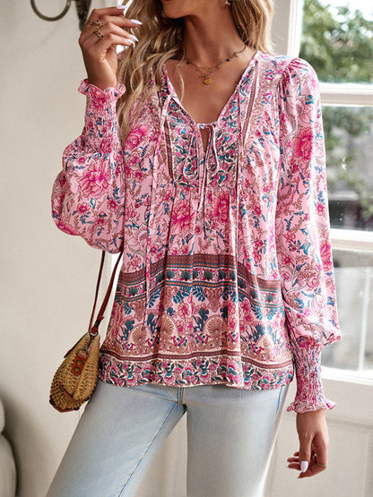 Women's Bohemian Casual Floral Print blouse