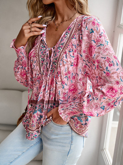 Women's Bohemian Casual Floral Print blouse