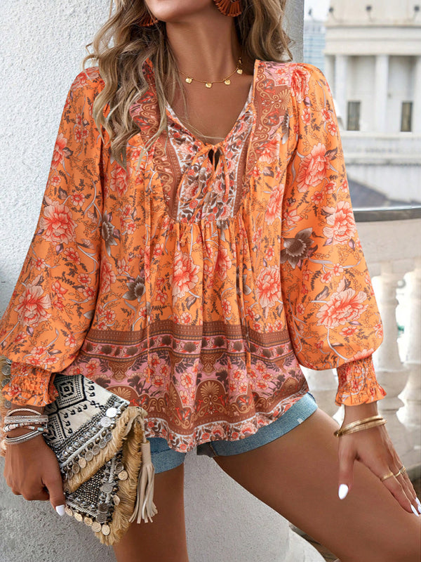 Women's Bohemian Casual Floral Print blouse