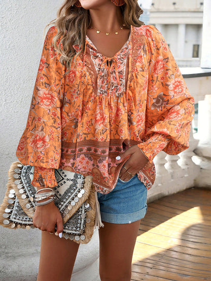 Women's Bohemian Casual Floral Print blouse