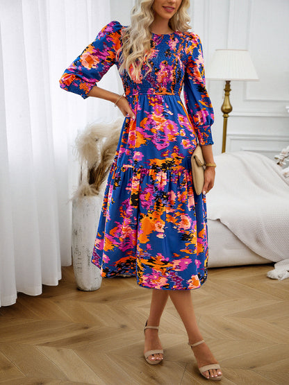 Women's Elegant Commuting Round Neck Printed Dress