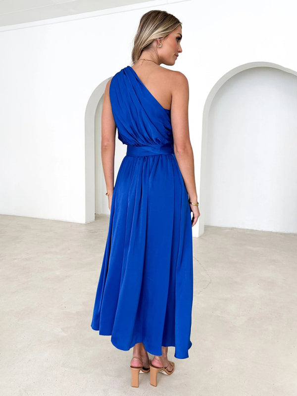 Women's One Shoulder Slim Waist Strapless Backless Dress