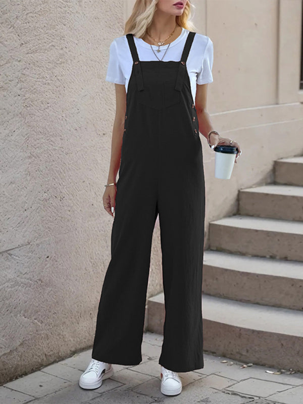 New casual one-piece suspender straight trousers