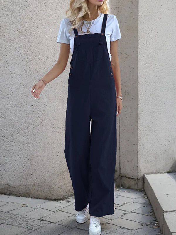 New casual one-piece suspender straight trousers