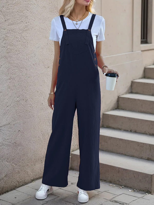 New casual one-piece suspender straight trousers