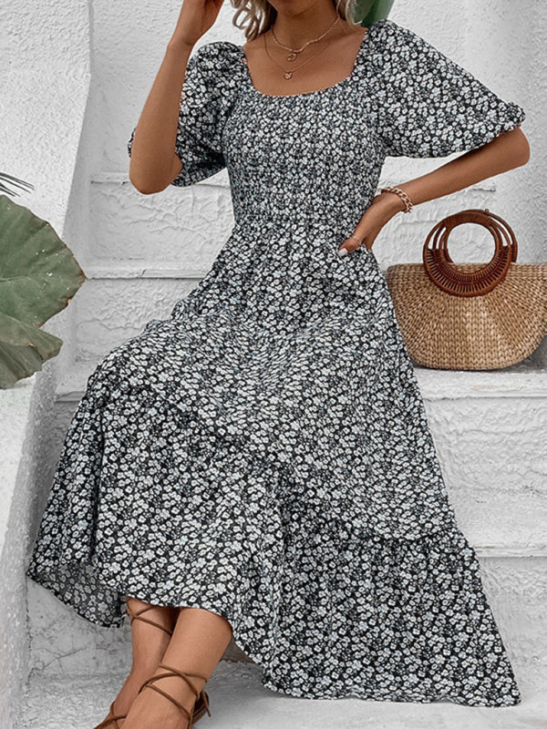 New Women's Clothing New Floral Retro Elegant Dress