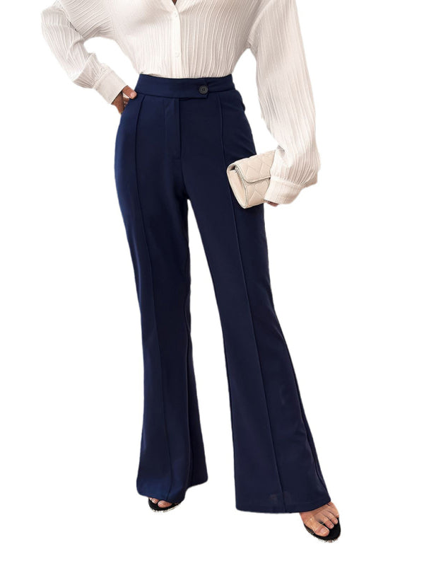 Women's new elegant solid color slim fit flared trousers