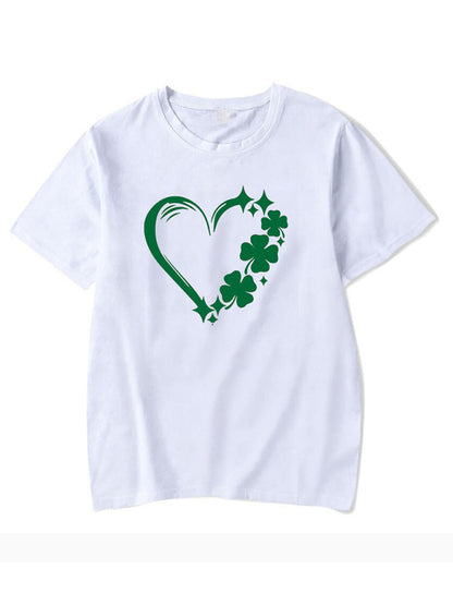 New Women's St. Patrick's Day Casual Clover Graphic Print T-Shirt (Multiple Pictures Available)