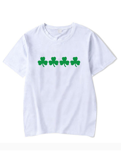 New Women's St. Patrick's Day Casual Clover Graphic Print T-Shirt (Multiple Pictures Available)