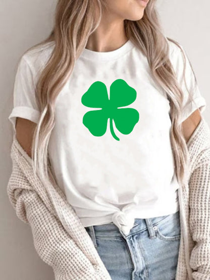 New Women's St. Patrick's Day Casual Clover Graphic Print T-Shirt (Multiple Pictures Available)