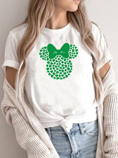 New Women's St. Patrick's Day Casual Clover Graphic Print T-Shirt (Multiple Pictures Available)