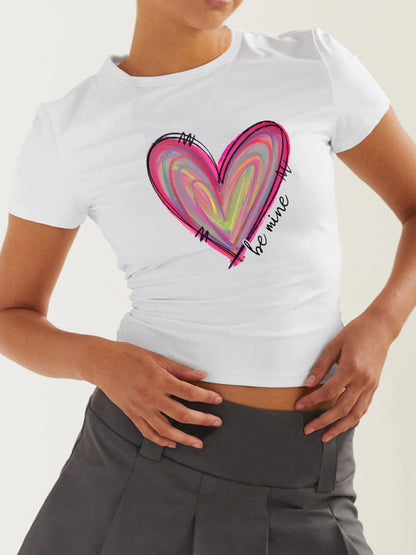 Women's new slim fit short sexy hottie Valentine's Day T-shirt