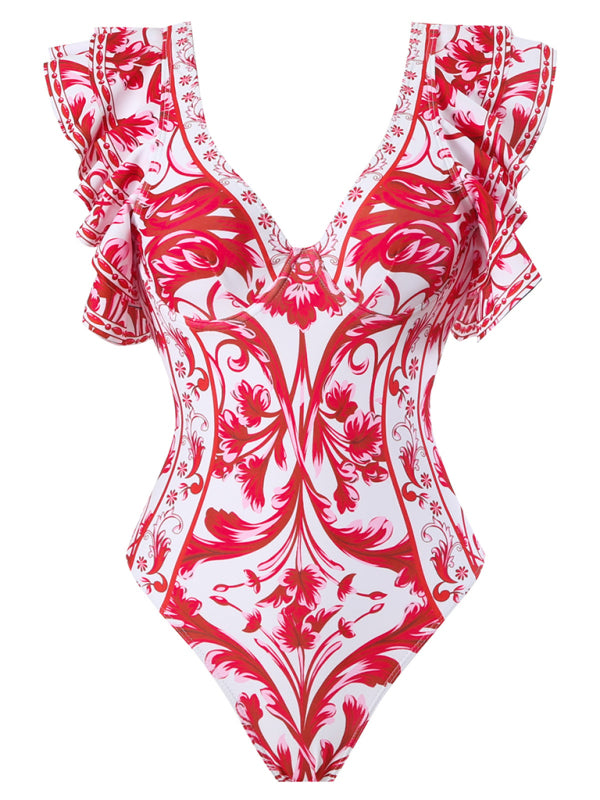 New fashion trend sexy floral print one-piece swimsuit, skirt (single piece)