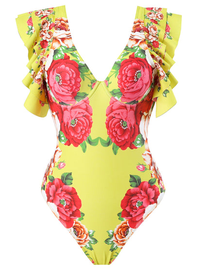 New fashion trend sexy floral print one-piece swimsuit, skirt (single piece)