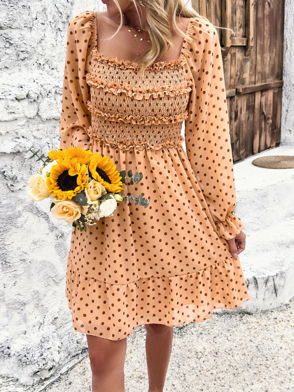 New spring and summer temperament casual polka dot dress