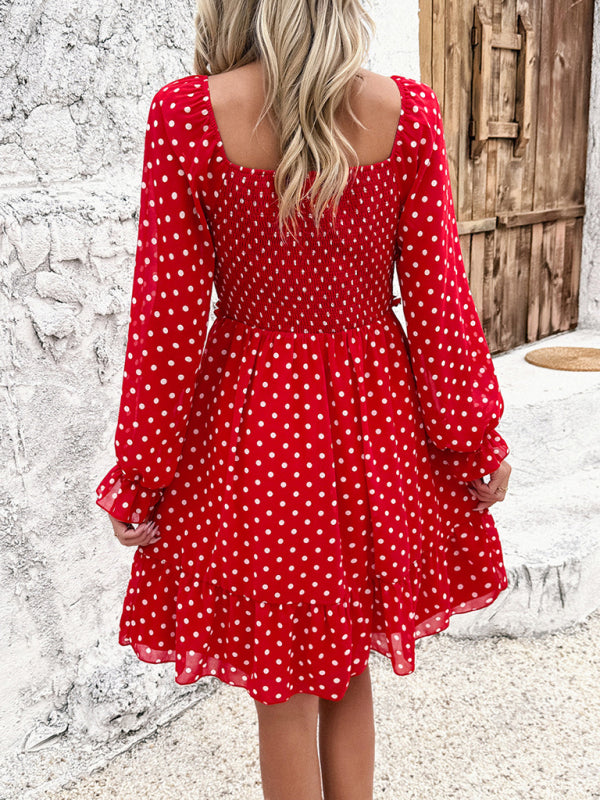 New spring and summer temperament casual polka dot dress