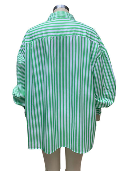 New women's simple fashionable shirt long sleeve striped shirt