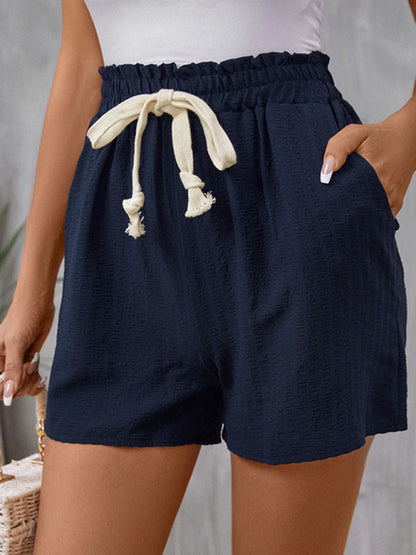 New casual elastic waist tie shorts