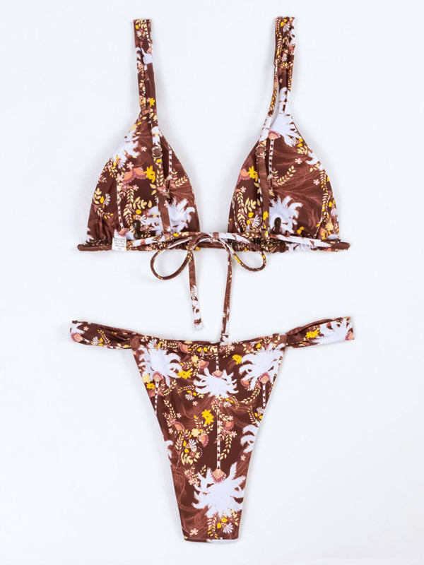 New Fashion Sexy Vacation Strap Floral Print Split Bikini