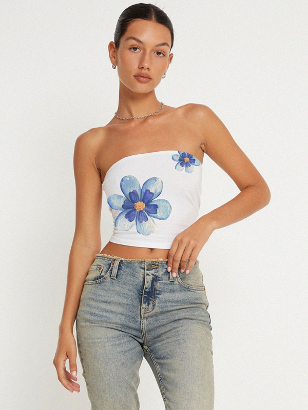 Fashion new women's Y2K printed tube top vest