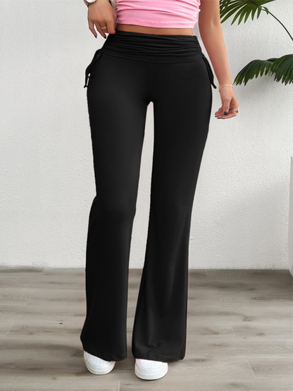 Spring and summer casual solid color slim-fit pleated trousers