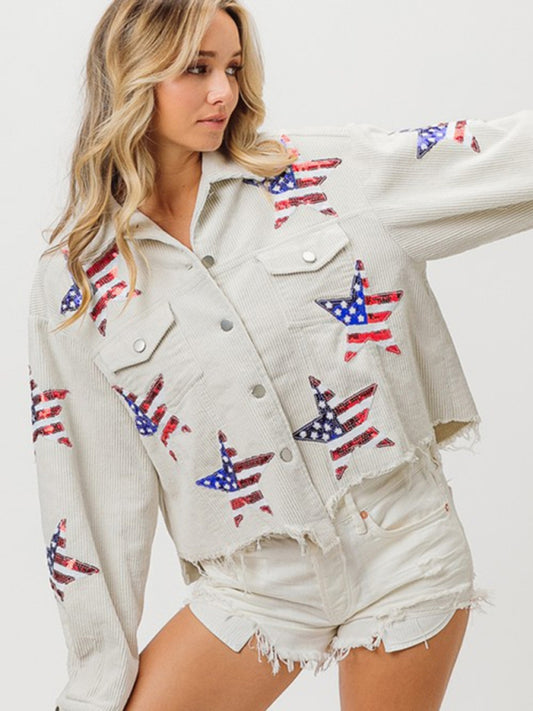 Sequin Jacket Independence Day Sequined Corduroy Top