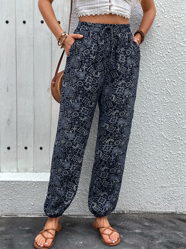 Women's printed bohemian style skinny pants1