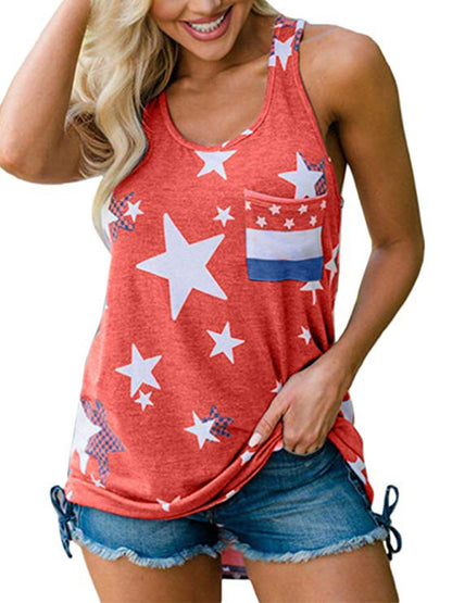 Women's Independence Day Flag Print Loose Casual Tank Top