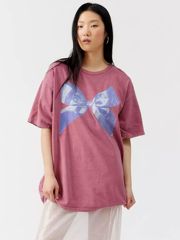 Butterfly T-shirt for women, simple style, round neck and short sleeves