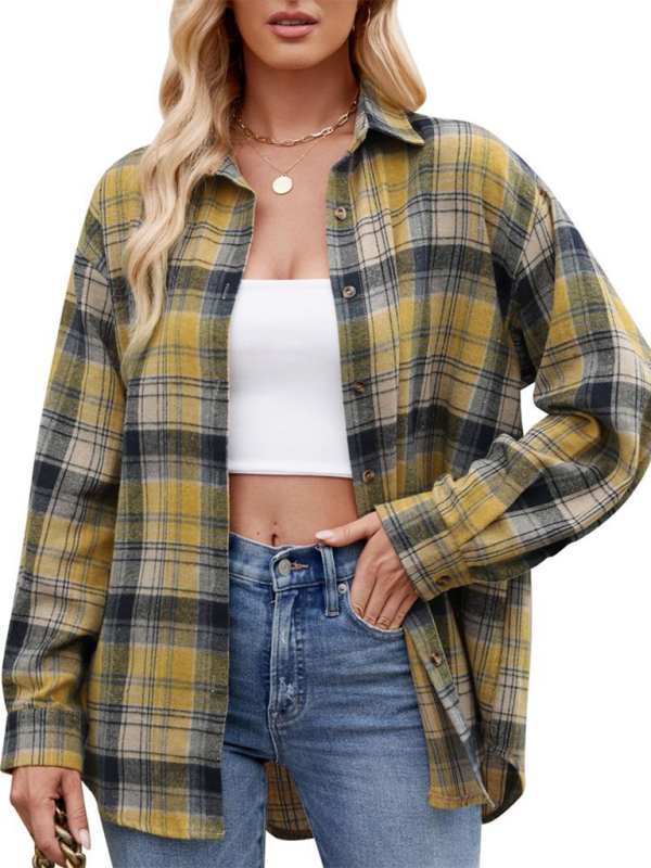 New casual fashion street loose plaid shirt