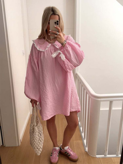 New style shirt doll collar long sleeve versatile lantern sleeve dress